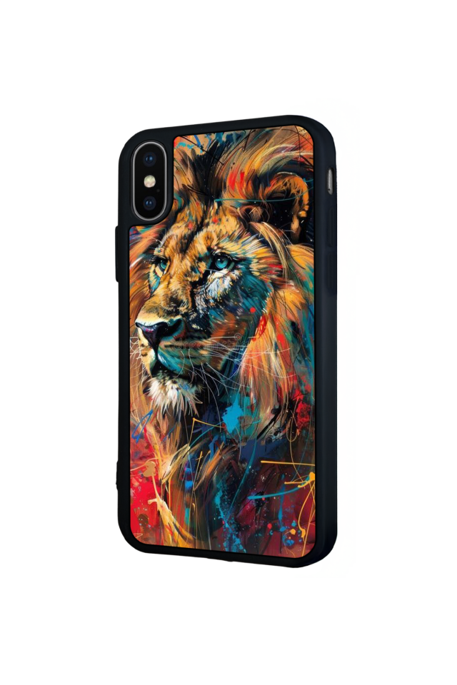 iPhone X/ XS Uyumlu Aslan Tasarımlı Glossy Premium Kılıf