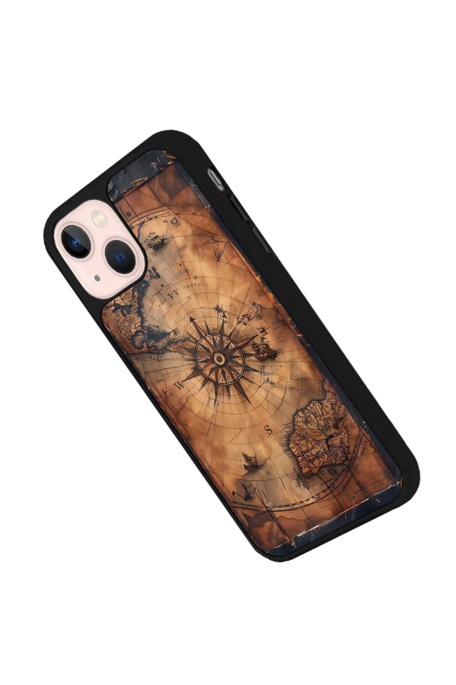 iPhone 13 Mini Uyumlu Harita Tasarımlı Glossy Premium Kılıf