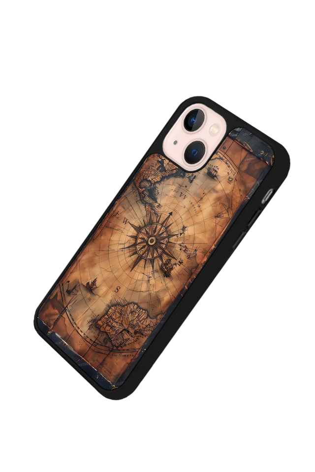 iPhone 13 Mini Uyumlu Harita Tasarımlı Glossy Premium Kılıf