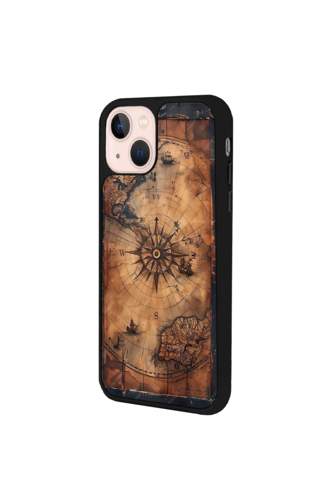 iPhone 13 Mini Uyumlu Harita Tasarımlı Glossy Premium Kılıf