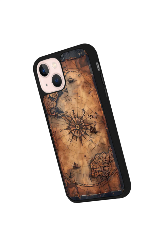 iPhone 13 Mini Uyumlu Harita Tasarımlı Glossy Premium Kılıf