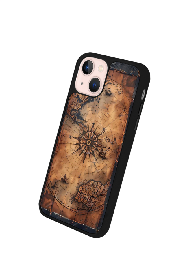 iPhone 13 Mini Uyumlu Harita Tasarımlı Glossy Premium Kılıf