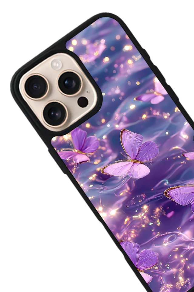 iPhone 15 Pro Max Uyumlu Kelebek Tasarımlı Glossy Premium Kılıf