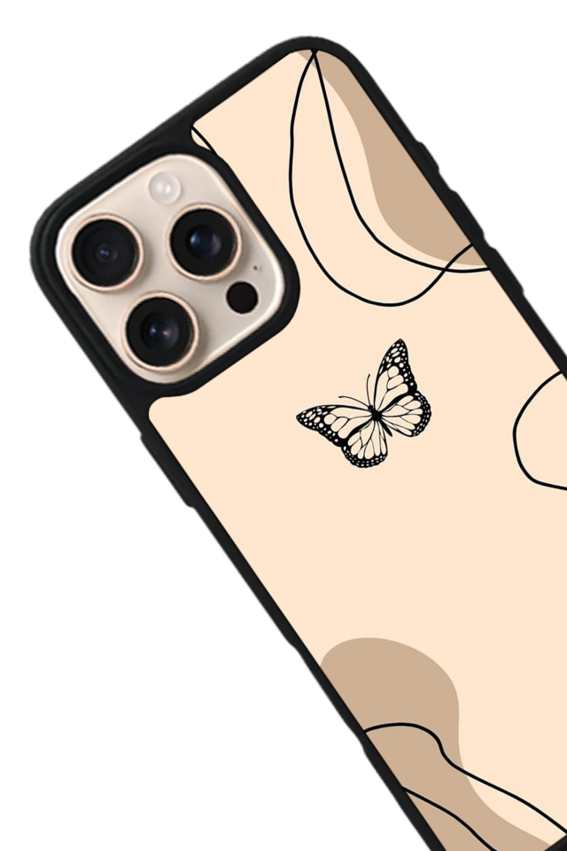 iPhone 16 Pro Uyumlu Kelebek Tasarımlı Glossy Premium Kılıf