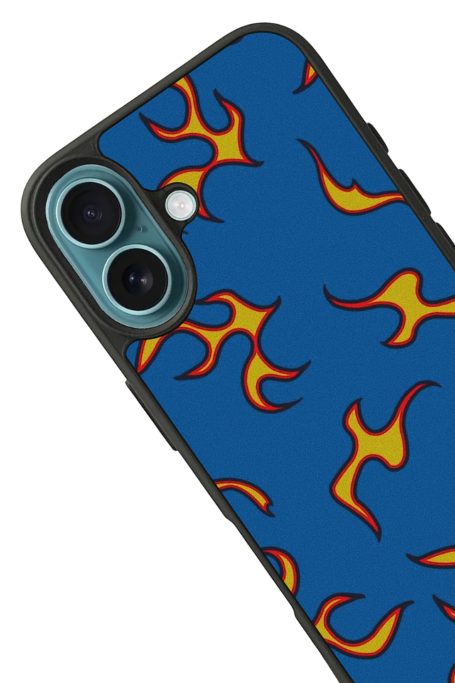 iPhone 16 Uyumlu Retro Flame Patterns Tasarımlı Glossy Premium Kılıf