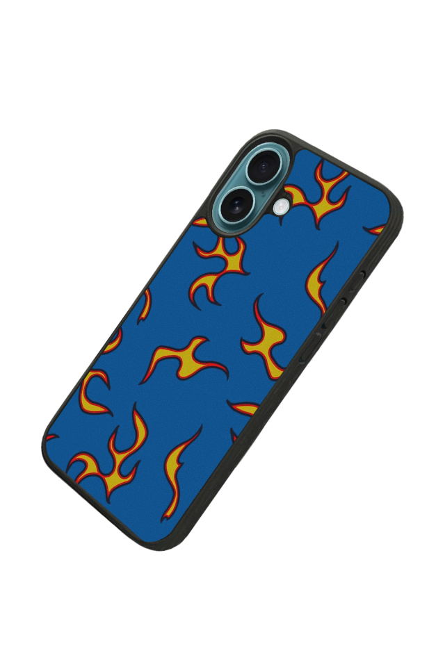 iPhone 16 Uyumlu Retro Flame Patterns Tasarımlı Glossy Premium Kılıf