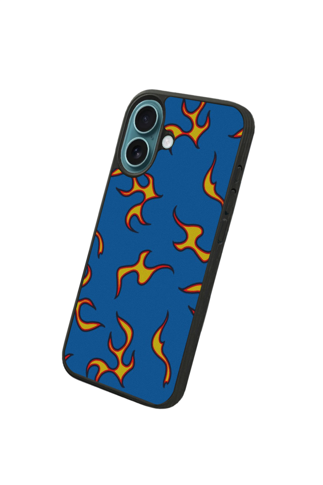 iPhone 16 Uyumlu Retro Flame Patterns Tasarımlı Glossy Premium Kılıf