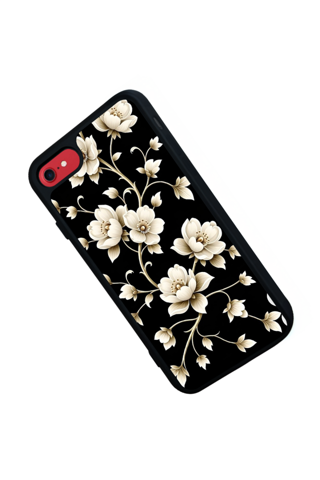 iPhone 8 Uyumlu Yaldizli Cicek Tasarımlı Glossy Premium Kılıf