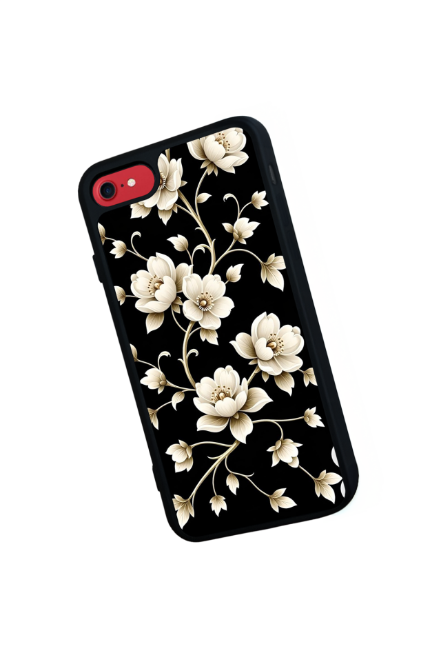 iPhone 8 Uyumlu Yaldizli Cicek Tasarımlı Glossy Premium Kılıf