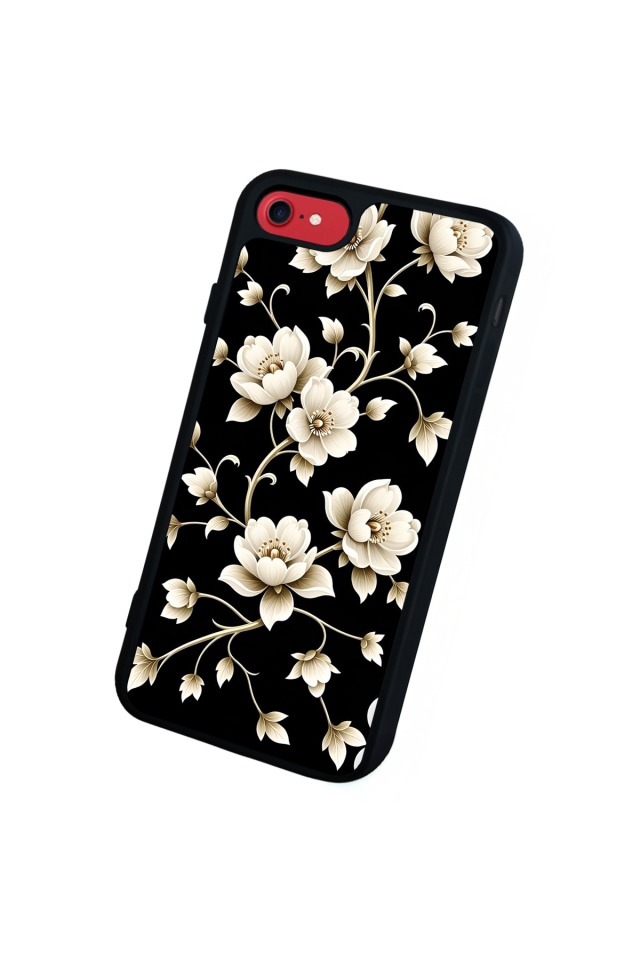 iPhone 8 Uyumlu Yaldizli Cicek Tasarımlı Glossy Premium Kılıf