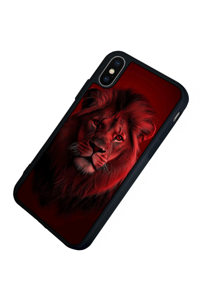 iPhone X/ XS Uyumlu Aslan Tasarımlı Glossy Premium Kılıf
