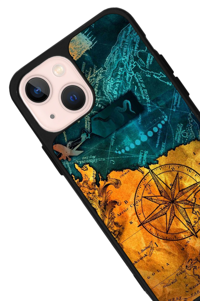 iPhone 13 Mini Uyumlu Harita Tasarımlı Glossy Premium Kılıf