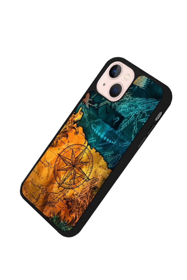 iPhone 13 Mini Uyumlu Harita Tasarımlı Glossy Premium Kılıf