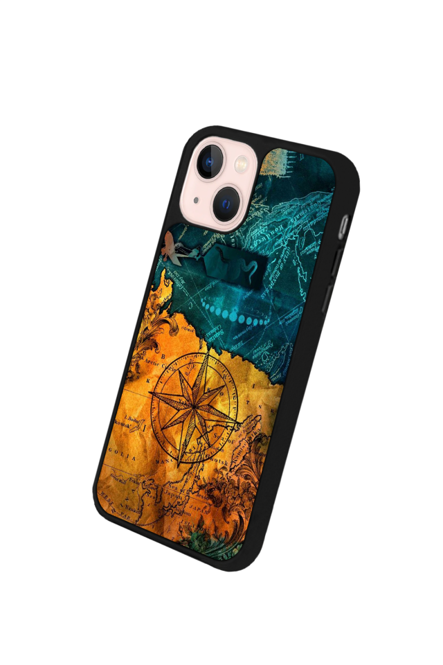 iPhone 13 Mini Uyumlu Harita Tasarımlı Glossy Premium Kılıf