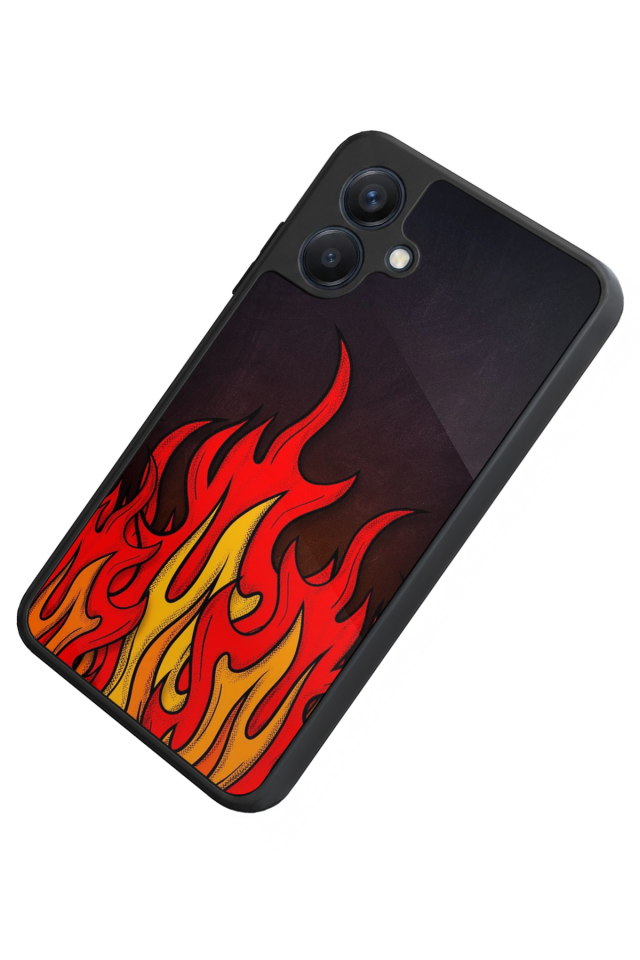 Samsung Galaxy A07 Uyumlu Retro Flame Patterns Tasarımlı Glossy Premium Kılıf