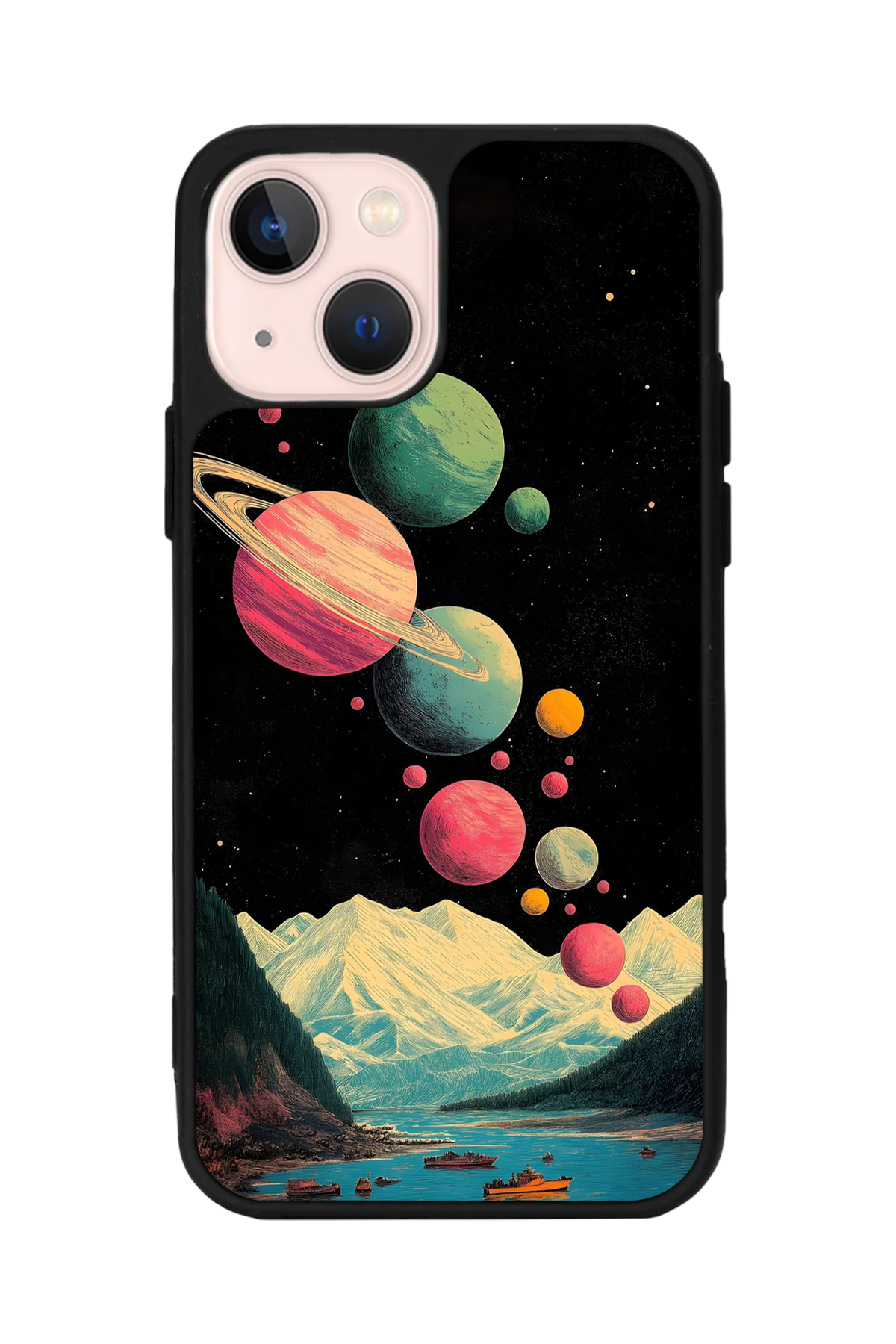 iPhone 15 Uyumlu Uzay Tasarımlı Glossy Premium Kılıf