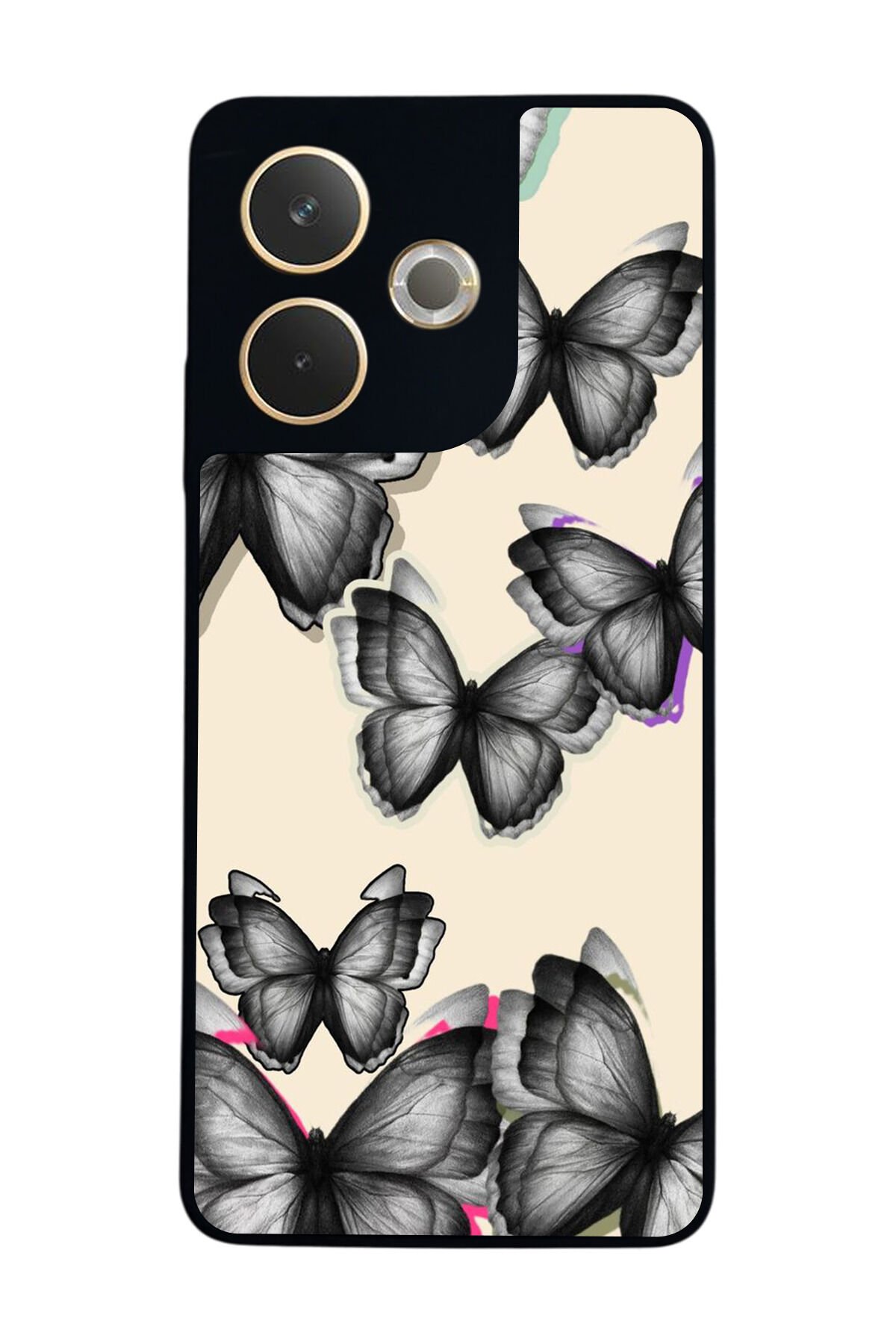 Oppo A5 Pro Uyumlu Kelebek Tasarımlı Glossy Premium Kılıf