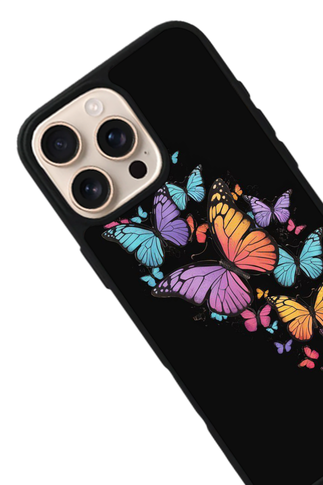 iPhone 16 Pro Uyumlu Kelebek Tasarımlı Glossy Premium Kılıf