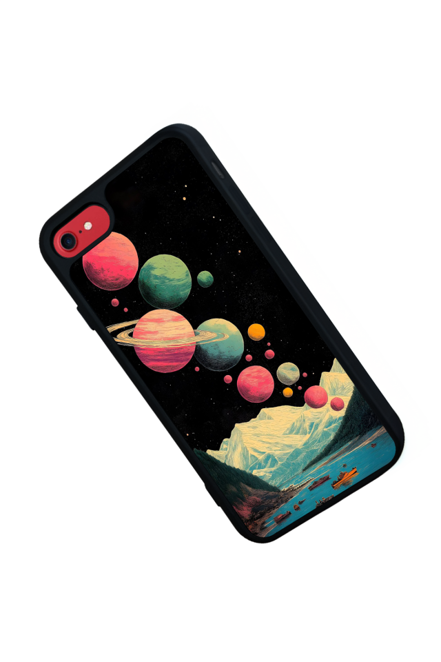 iPhone SE Uyumlu Uzay Tasarımlı Glossy Premium Kılıf