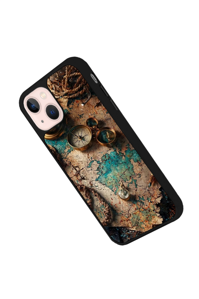 iPhone 13 Mini Uyumlu Harita Tasarımlı Glossy Premium Kılıf