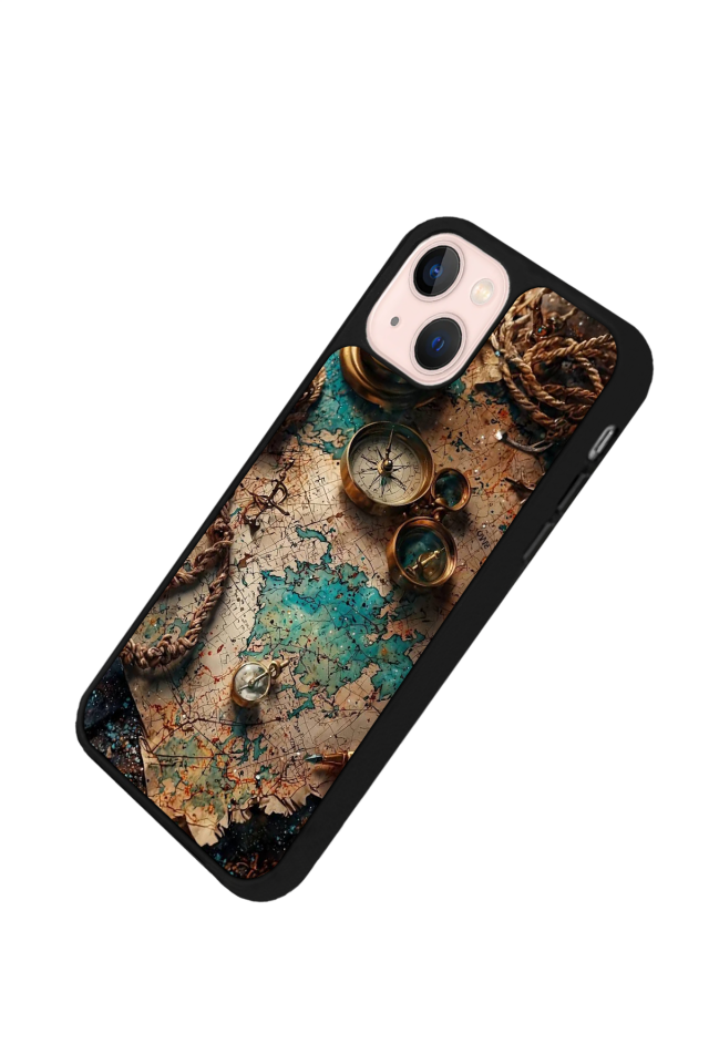 iPhone 13 Mini Uyumlu Harita Tasarımlı Glossy Premium Kılıf