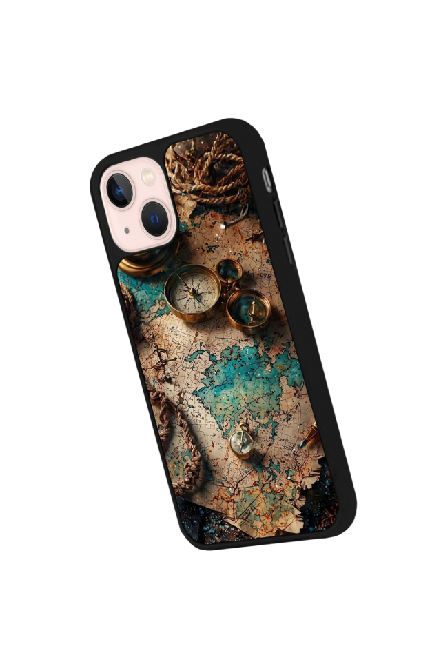 iPhone 13 Mini Uyumlu Harita Tasarımlı Glossy Premium Kılıf