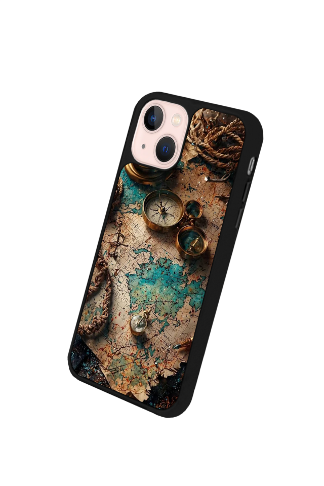 iPhone 13 Mini Uyumlu Harita Tasarımlı Glossy Premium Kılıf