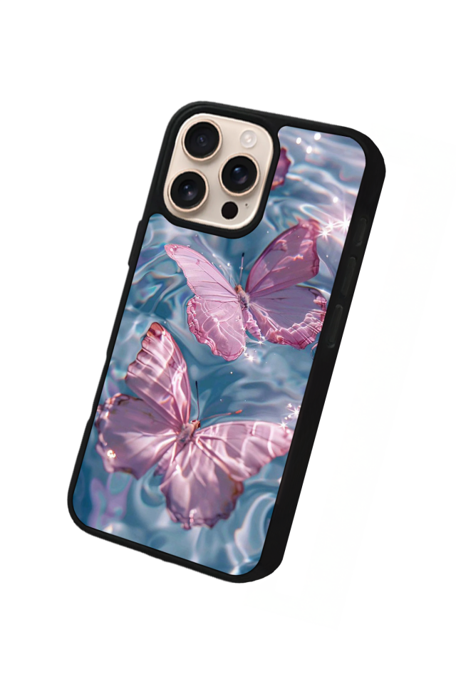 iPhone 15 Pro Max Uyumlu Kelebek Tasarımlı Glossy Premium Kılıf