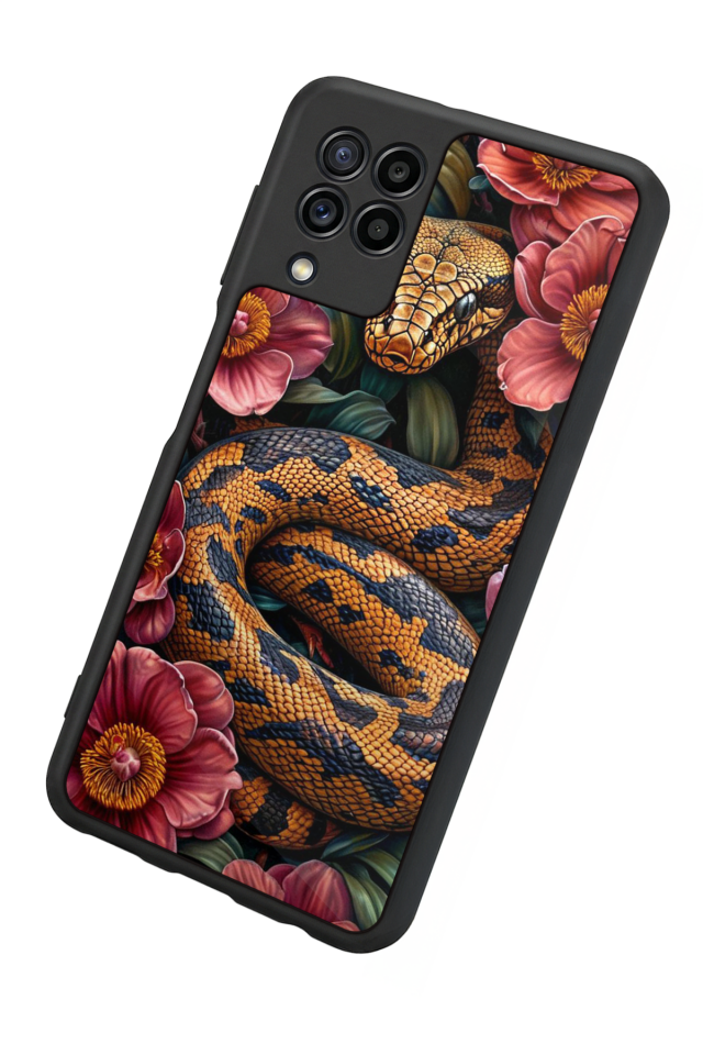 Samsung Galaxy M22 Uyumlu Yılan Tasarımlı Glossy Premium Kılıf