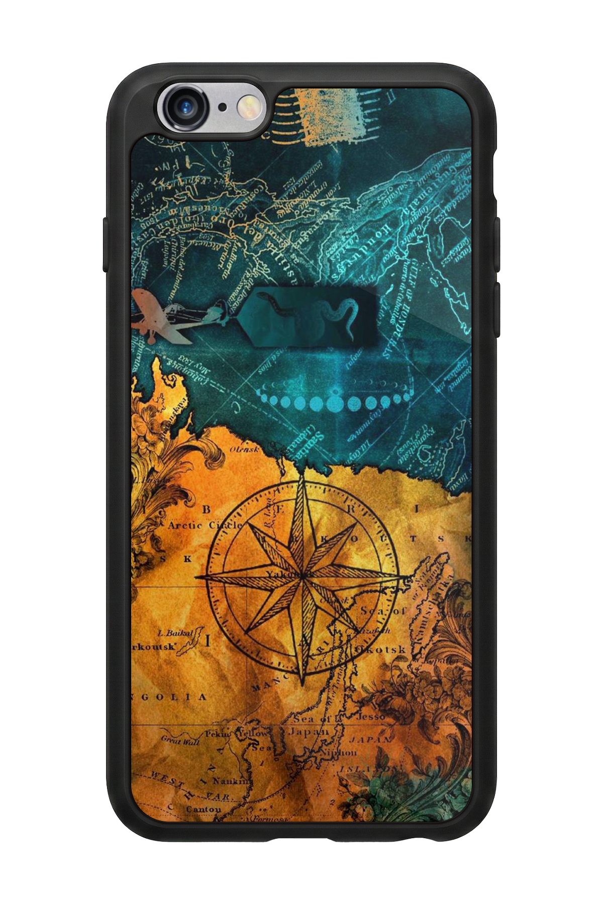 iPhone 6 Plus Uyumlu Harita Tasarımlı Glossy Premium Kılıf