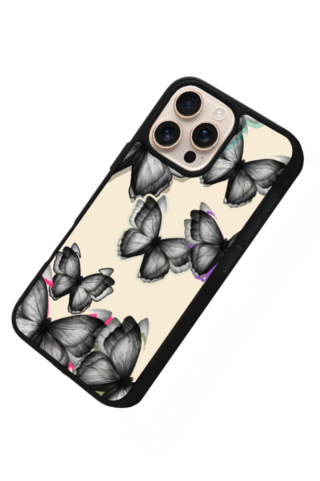 iPhone 16 Pro Uyumlu Kelebek Tasarımlı Glossy Premium Kılıf