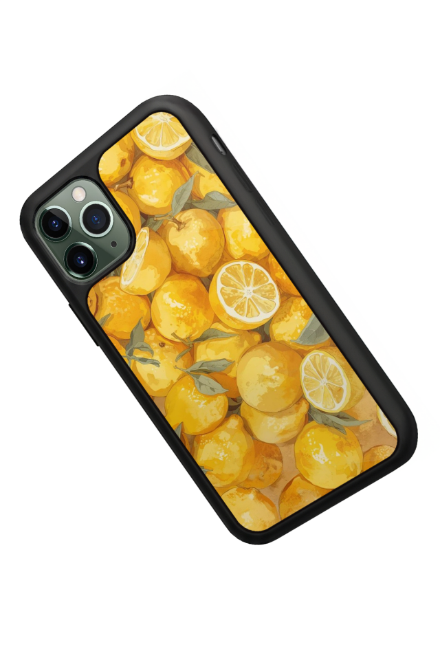 iPhone 11 Pro Max Uyumlu Limon Tasarımlı Glossy Premium Kılıf