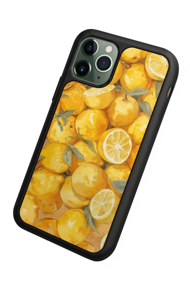 iPhone 11 Pro Max Uyumlu Limon Tasarımlı Glossy Premium Kılıf