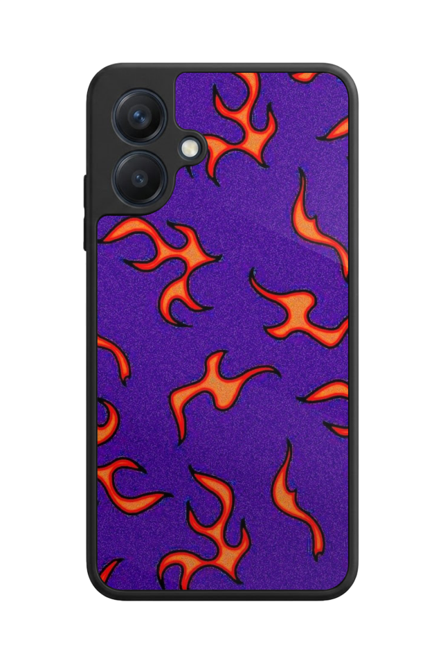 Samsung Galaxy A07 Uyumlu Retro Flame Patterns Tasarımlı Glossy Premium Kılıf
