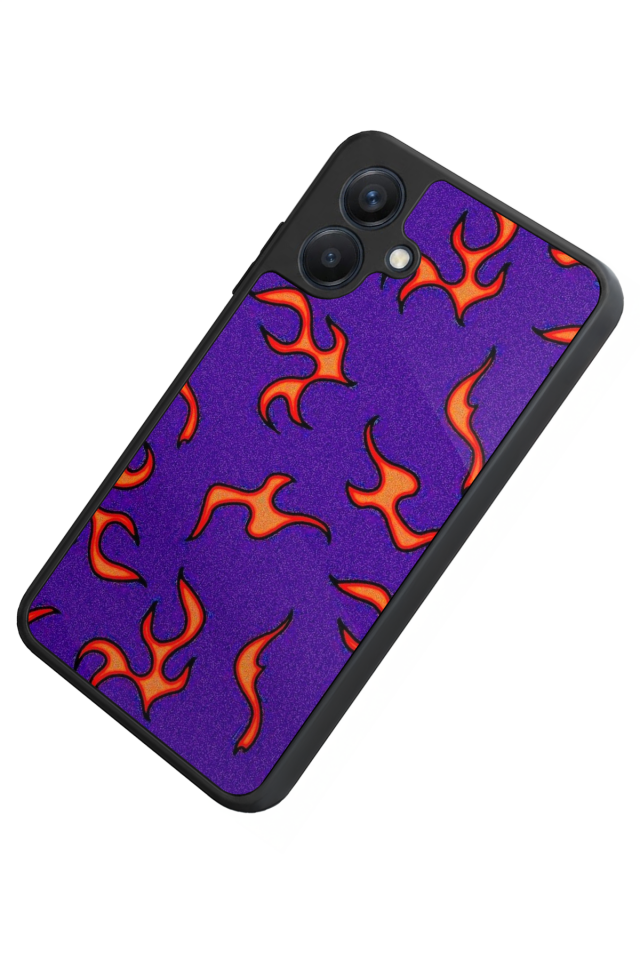 Samsung Galaxy A07 Uyumlu Retro Flame Patterns Tasarımlı Glossy Premium Kılıf