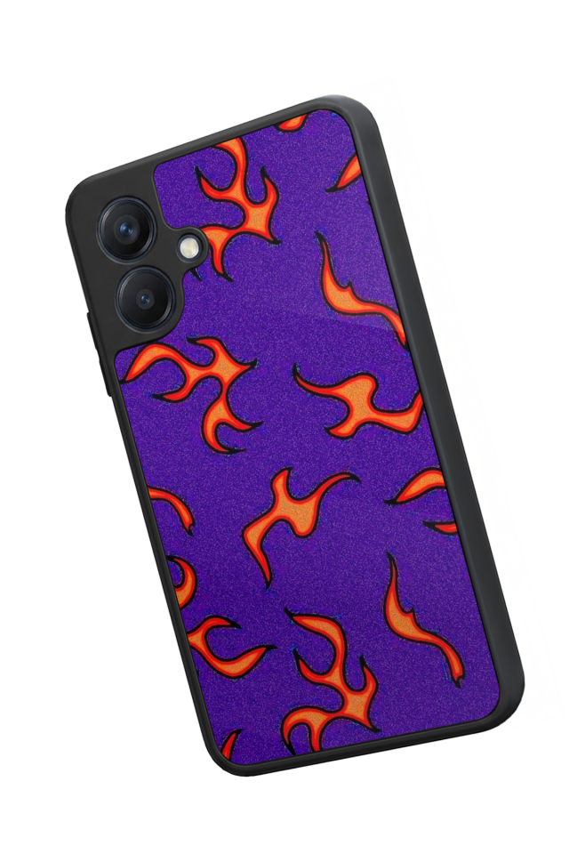 Samsung Galaxy A07 Uyumlu Retro Flame Patterns Tasarımlı Glossy Premium Kılıf