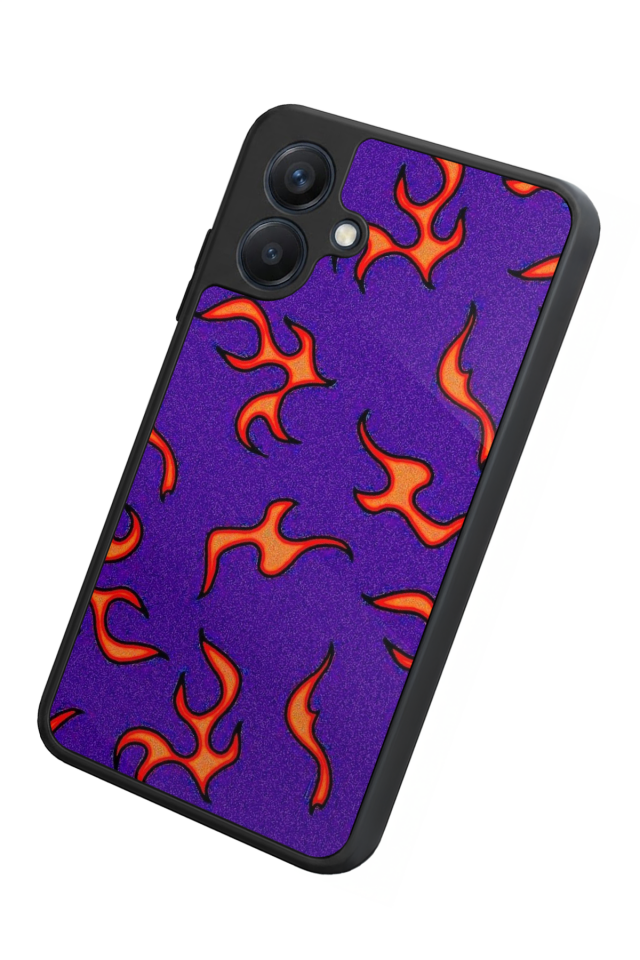 Samsung Galaxy A07 Uyumlu Retro Flame Patterns Tasarımlı Glossy Premium Kılıf