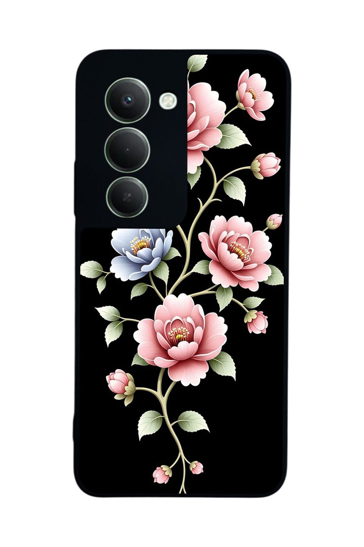 Xiaomi Redmi 15 5G Uyumlu Yaldizli Cicek Tasarımlı Glossy Premium Kılıf