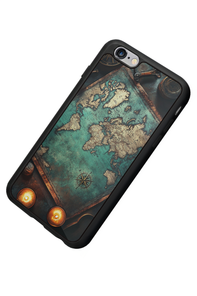 iPhone 6 Plus Uyumlu Harita Tasarımlı Glossy Premium Kılıf