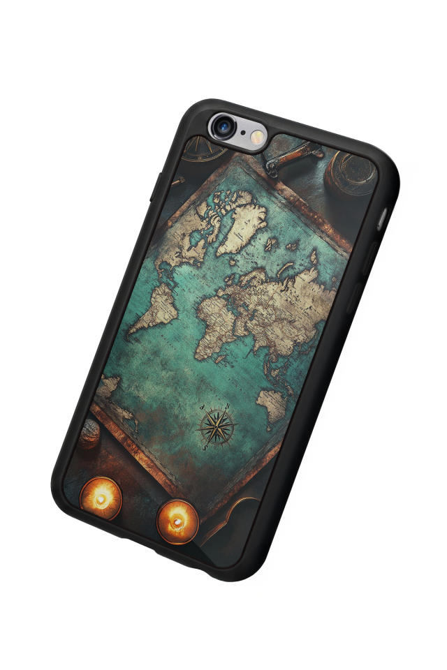 iPhone 6 Plus Uyumlu Harita Tasarımlı Glossy Premium Kılıf