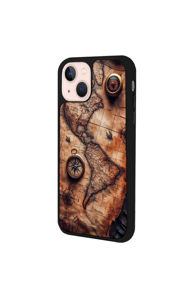 iPhone 13 Mini Uyumlu Harita Tasarımlı Glossy Premium Kılıf