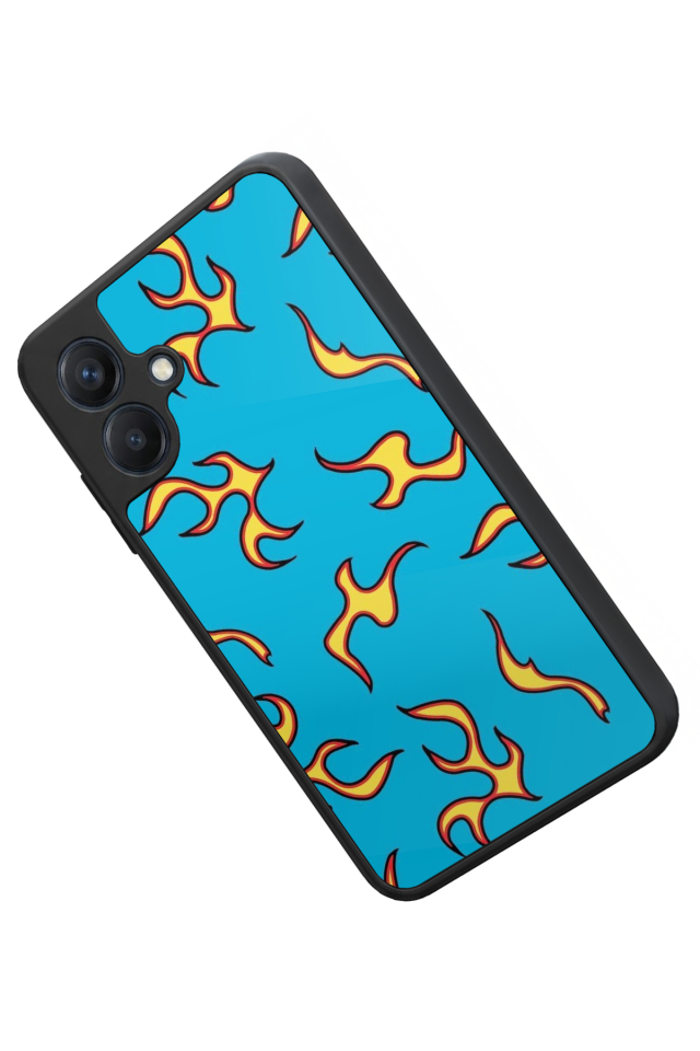 Samsung Galaxy A07 Uyumlu Retro Flame Patterns Tasarımlı Glossy Premium Kılıf