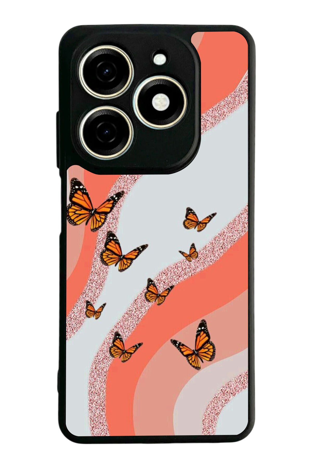 Infınıx Smart 8 Pro Uyumlu Kelebek Tasarımlı Glossy Premium Kılıf