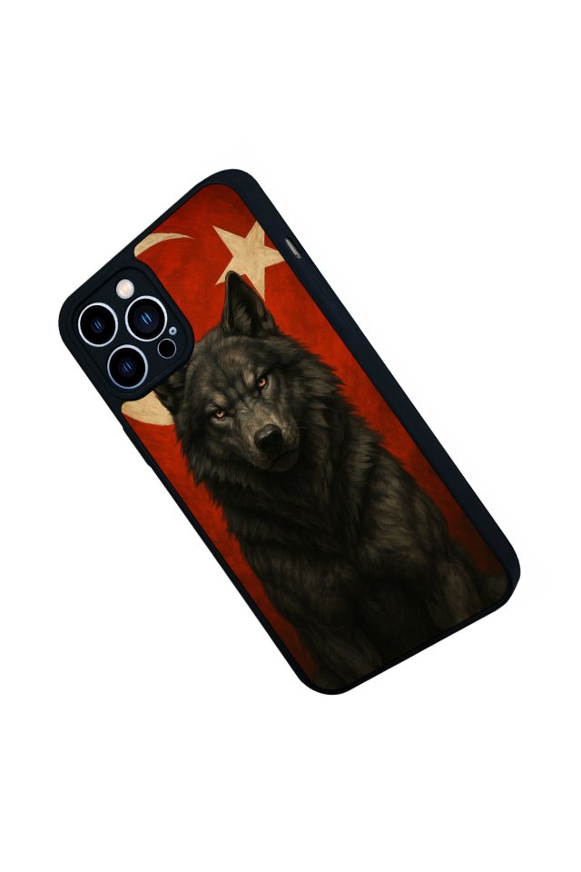 iPhone 12 Pro Max Uyumlu Bozkurt Tasarımlı Glossy Premium Kılıf