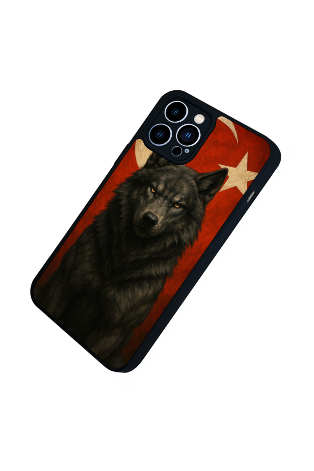 iPhone 12 Pro Max Uyumlu Bozkurt Tasarımlı Glossy Premium Kılıf