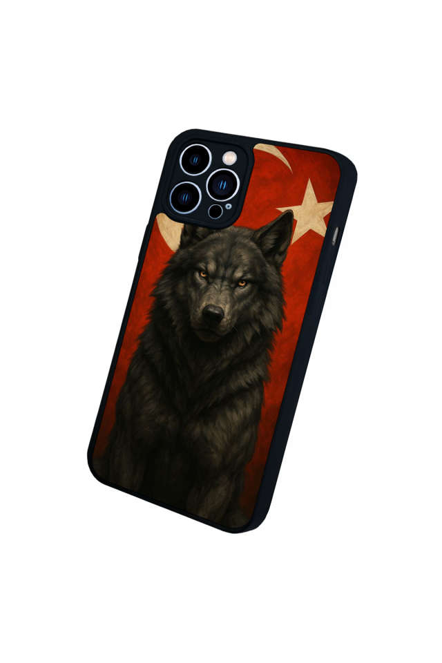 iPhone 12 Pro Max Uyumlu Bozkurt Tasarımlı Glossy Premium Kılıf