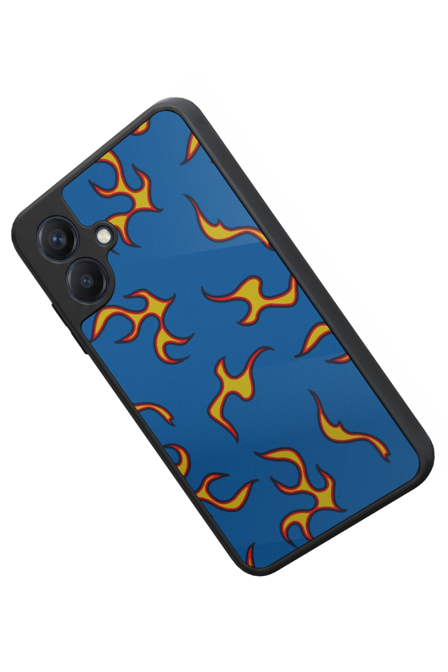 Samsung Galaxy A07 Uyumlu Retro Flame Patterns Tasarımlı Glossy Premium Kılıf
