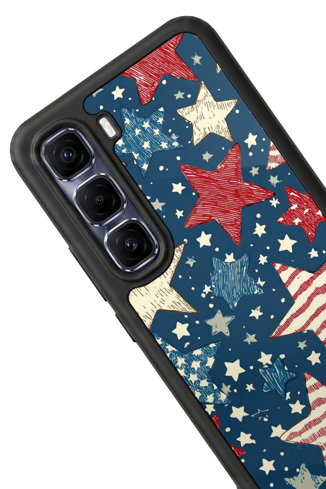 Infinix Hot 60 Pro Plus Uyumlu Retro Yildizlar Tasarımlı Glossy Premium Kılıf