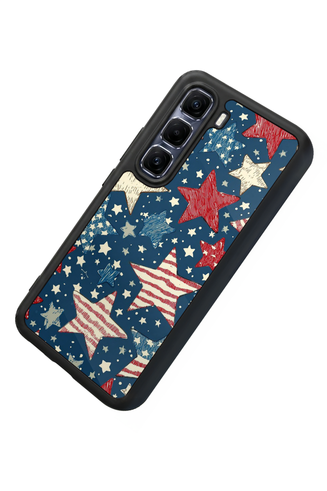 Infinix Hot 60 Pro Plus Uyumlu Retro Yildizlar Tasarımlı Glossy Premium Kılıf