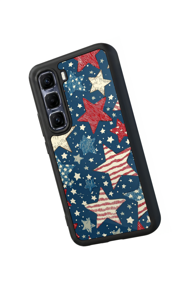 Infinix Hot 60 Pro Plus Uyumlu Retro Yildizlar Tasarımlı Glossy Premium Kılıf